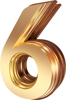 Creative gold 3d number rendering number 6